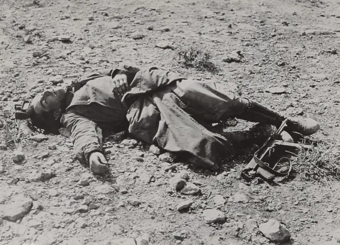Framed Print : Dead German soldier in the Western desert after a British raid. Between major campaigns, North African World War 2 fighting consisted of small and large raids on enemy positions Framed Print : Dead German soldier in the Western desert after a British raid. Between major campaigns, North African World War 2 fighting consisted of small and large raids on enemy positions