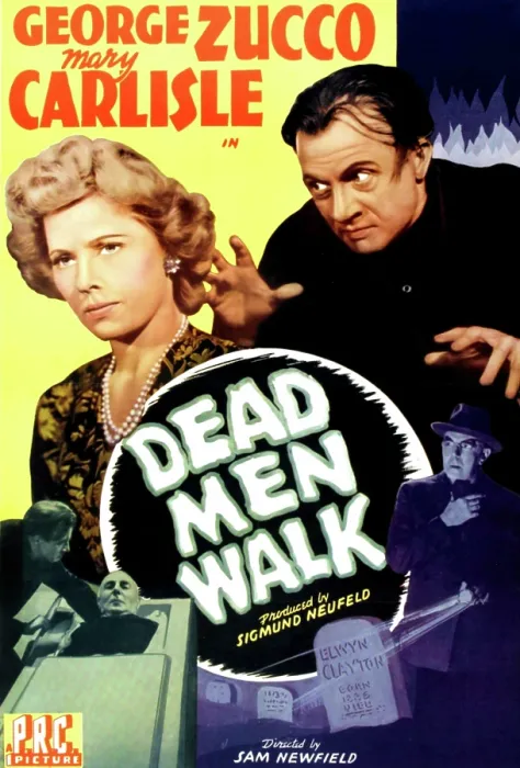 Framed Print : DEAD MEN WALK, top from left: Mary Carlisle, Dwight Frye; bottom left, from left: Dwight Frye, George Zucco; bottom right: George Zucco, 1943