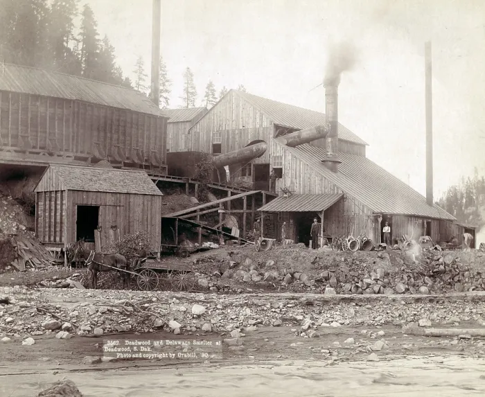 Framed Print : Deadwood and Delaware smelter at Deadwood, South Dakota, photograph by John C. H. Grabill, 1890