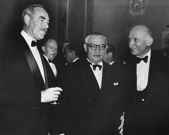 Framed Print : Dean Acheson, Ernest Bevin, and Robert Schuman (right), at the Waldorf Astoria Hotel