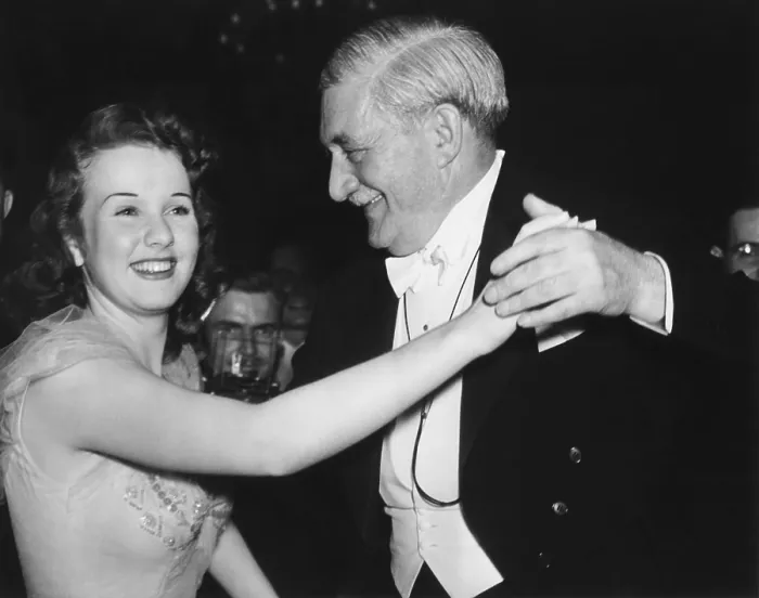 Framed Print : Deanna Durbin, film singing star, and William Knudson dance after the President's Birthday Ball. On Jan