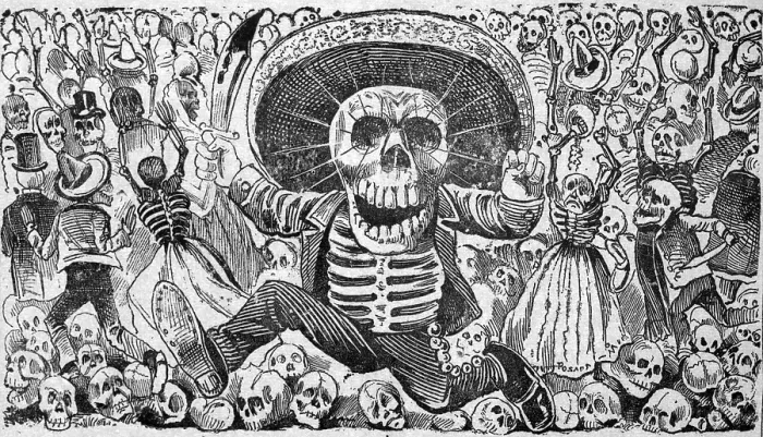 Framed Print : Detail of death from Calaveras del monton, numero 1, translation: Skulls from the heap, number 1