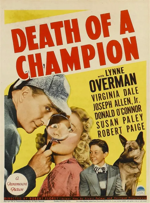 Framed Print : DEATH OF A CHAMPION, from left: Lynne Overman, Virginia Dale, Donald O'Connor on midget window card, 1939