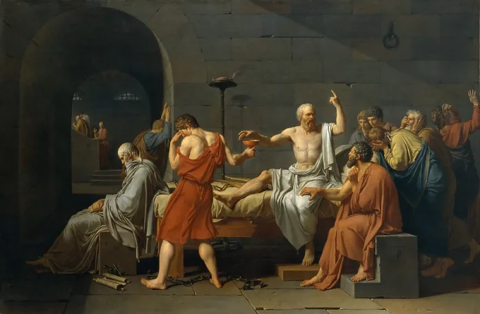 Framed Print : THE DEATH OF SOCRATES, by Jacques Louis David, 1787, French Neoclassical painting, oil on canvas