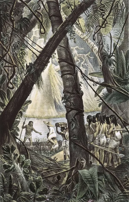Framed Print : DEBRET, Jean Baptiste (1768-1848). A Colourful and Historic Journey to Brazil. 1839. Goyanas Indians in the wild jungle. Litography. FRANCE. Paris. National Library