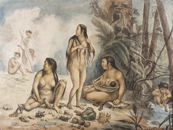 Framed Print : DEBRET, Jean Baptiste (1768-1848). A Colourful and Historic Journey to Brazil. 1839. Indigenous women in Cantagalo. Costumbrism. Litography. BRAZIL. Rio de Janeiro Framed Print : DEBRET, Jean Baptiste (1768-1848). A Colourful and Historic Journey to Brazil. 1839. Indigenous women in Cantagalo. Costumbrism. Litography. BRAZIL. Rio de Janeiro