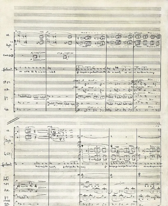 Framed Print : DEBUSSY, Claude (1862-1918). Autographed score from the first act of the opera 'Pelleas and Melisande' (1902). FRANCE. Paris Framed Print : DEBUSSY, Claude (1862-1918). Autographed score from the first act of the opera 'Pelleas and Melisande' (1902). FRANCE. Paris