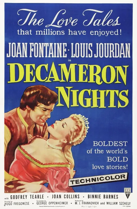 Framed Print : DECAMERON NIGHTS, US poster art, from left: Louis Jourdan, Joan Fontaine, 1953