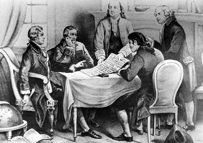 Framed Print : The Declaration of Independence Committee. Thomas Jefferson, Roger Sherman, Benjamin Franklin, Robert Livingston and John Adams, 1776. Courtesy: CSU Archives / Everett Collection Framed Print : The Declaration of Independence Committee. Thomas Jefferson, Roger Sherman, Benjamin Franklin, Robert Livingston and John Adams, 1776. Courtesy: CSU Archives / Everett Collection