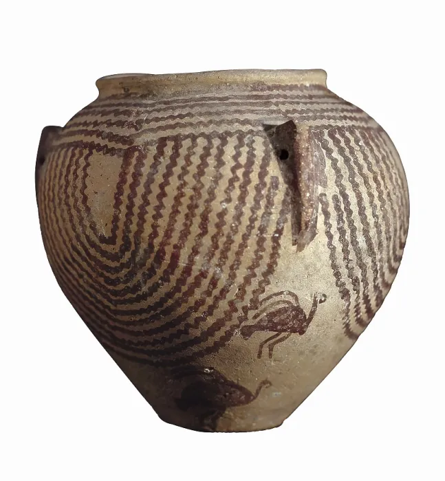 Framed Print : Decorated vessel. 3600 BC. Ceramics from the neolithic Negade II culture, from Predynastic Egypt. Neolithic art. Ceramics. EGYPT. Cairo. Egyptian Museum. Proc: EGYPT. Abydos