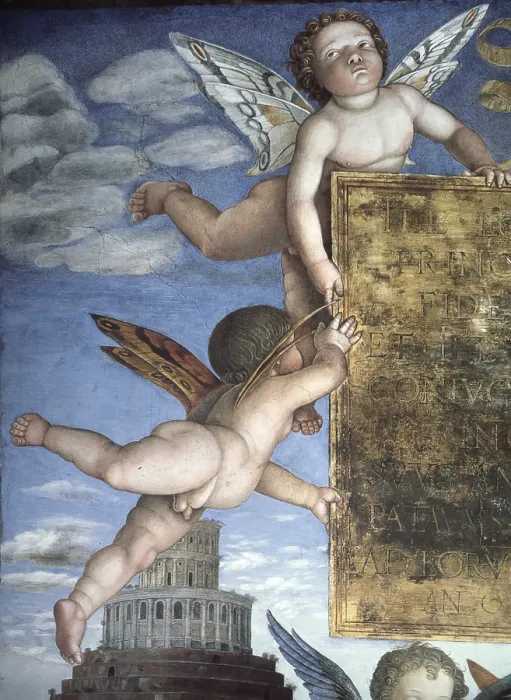 Framed Print : Decoration for Bridal Chamber (Camera Picta), by Andrea Mantegna, 1465 - 1474, 15th Century, fresco and tempera - Italy, Lombardy, Mantua, Ducale Palace. Detail