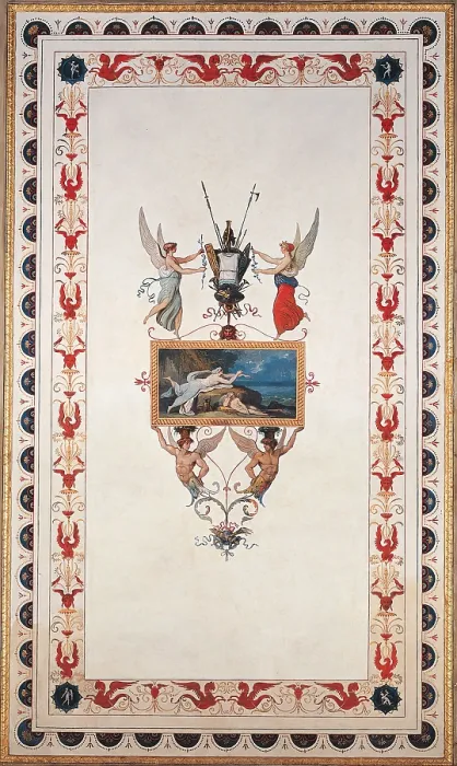 Framed Print : Decoration of the Gallery of Psyche, Palazzo Laderchi, Faenza, by Giani Felice, 18th Century, 1794, tempera on wall (fresco), - Italy, Emilia Romagna, Ravenna, Faenza