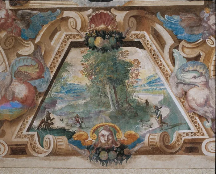 Framed Print : Decoration of Villa Visconti Borromeo Litta in Lainate, by Carlo Antonio Procaccini, 1587 - 1589 about, 16th Century, fresco, - Italy, Lombardy, Milan, Lainate