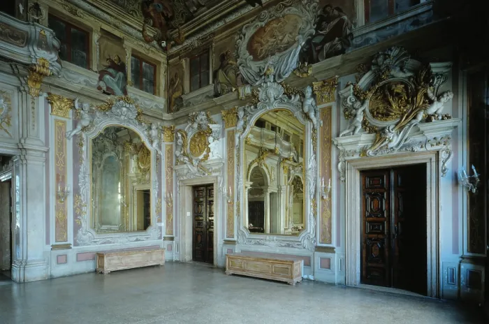 Framed Print : Decorations of the Ballroom in Ca Zenobio in Venice, by Antonio Gaspari, Lodovico Louis Dorigny, 1685, 17th century, stucco and fresco - Italy, Veneto, Venice