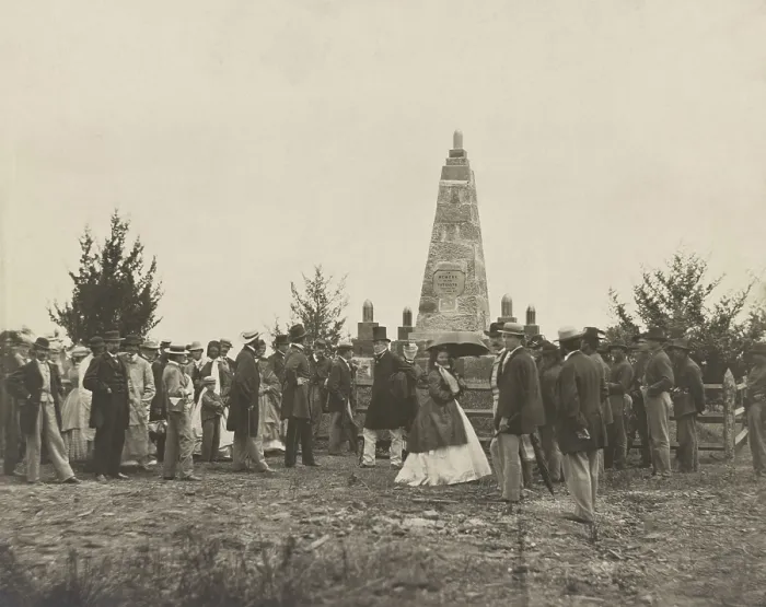 Framed Print : Dedication of Monument on Bull Run battle field, the site of the first major confrontation of the Union and Confederate armies in the US Civil War, July 1861 Framed Print : Dedication of Monument on Bull Run battle field, the site of the first major confrontation of the Union and Confederate armies in the US Civil War, July 1861