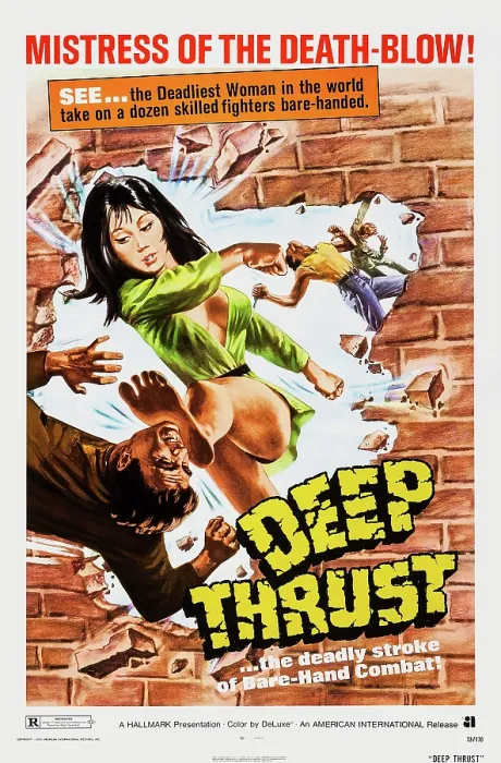 Framed Print : DEEP THRUST, (aka TIE ZHANG XUAN FENG TUI), US poster art, center: Angela Mao, 1972