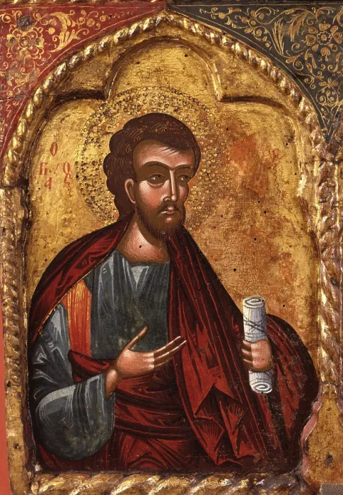 Framed Print : Deesis with Apostoles, by Nicholas, tempera on wood - Albania. Detail
