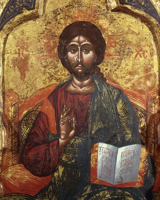 Framed Print : Deesis with Apostoles, by Nicholas, tempera on wood - Albania. Detail Framed Print : Deesis with Apostoles, by Nicholas, tempera on wood - Albania. Detail