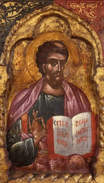 Framed Print : Deesis with Apostoles, by Nicholas, tempera on wood - Albania. Detail. The figure of one of the apostoles, from the iconostasis of the Church of Saint Mary Vllaherna