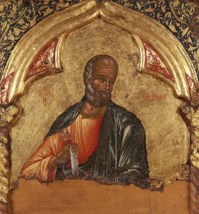 Framed Print : Deesis, attributed to Onufri Qiprioti, 17th Century, tempera on wood - Albania, Berat, Onufri Museum. Detail Framed Print : Deesis, attributed to Onufri Qiprioti, 17th Century, tempera on wood - Albania, Berat, Onufri Museum. Detail