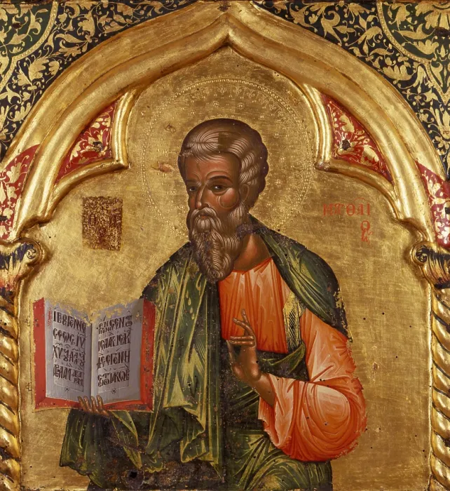 Framed Print : Deesis, attributed to Onufri Qiprioti, 17th Century, tempera on wood - Albania, Berat, Onufri Museum. Detail