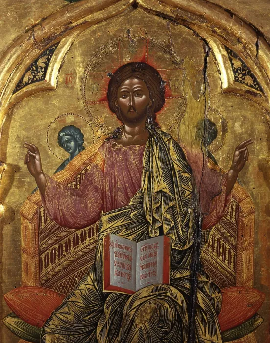 Framed Print : Deesis, by Onufri Qiprioti, 17th Century, tempera on wood - Albania, Berat, Onufri Museum. Detail