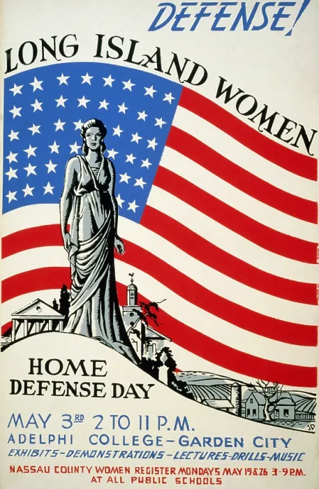Framed Print : Defense! Long Island women: Home defense day