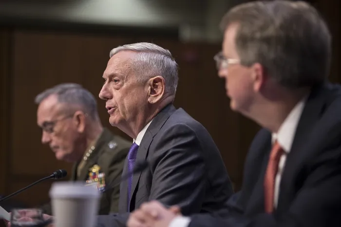 Framed Print : Defense Secretary James Mattis testifies to the Senate Armed Services Committee. Flanking Mattis are Gen. Joe Dunford, Chmn. Of Joint Chiefs of Staff, and David L Framed Print : Defense Secretary James Mattis testifies to the Senate Armed Services Committee. Flanking Mattis are Gen. Joe Dunford, Chmn. Of Joint Chiefs of Staff, and David L