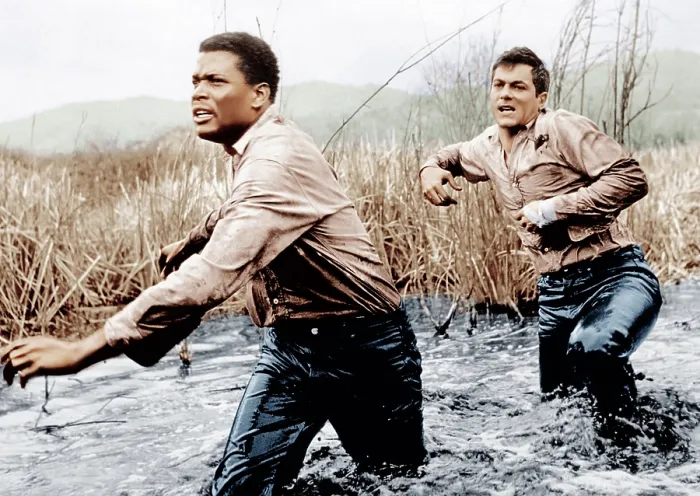 Framed Print : THE DEFIANT ONES, from left: Sidney Poitier, Tony Curtis, 1958 Framed Print : THE DEFIANT ONES, from left: Sidney Poitier, Tony Curtis, 1958