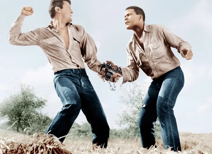 Framed Print : THE DEFIANT ONES, from left: Tony Curtis, Sidney Poitier, 1958 Framed Print : THE DEFIANT ONES, from left: Tony Curtis, Sidney Poitier, 1958