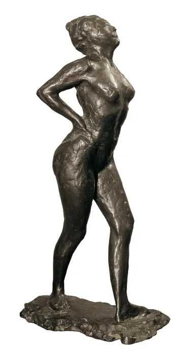 Framed Print : DEGAS, Edgar (1834-1917). Dancer at Rest, her Hands on her Hips, Right Leg Forward. ca. 1882-1895. Impressionism. Sculpture on bronze. Private Collection