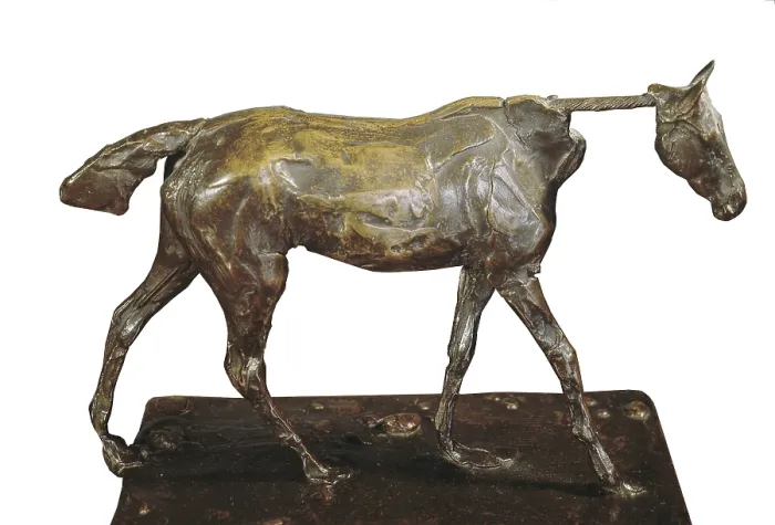 Framed Print : DEGAS, Edgar (1834-1917). Thoroughbred Horse Walking. ca 1868. Brown-yellow wax. Impressionism. Sculpture. - Iberfoto / Everett Collection (218353)**US SALES ONLY**