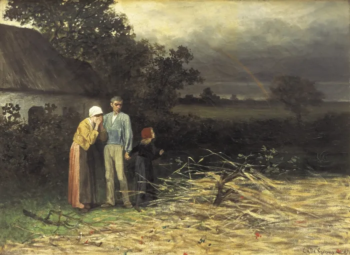 Framed Print : DEGROUX, Charles (1825-1870). The Lost Harvest. 1870. Realism. Oil on canvas. BELGIUM. Tournai. Fine Arts Museum. - Maeyaert / Iberfoto / Everett Collection (321372)**US SALES ONLY**