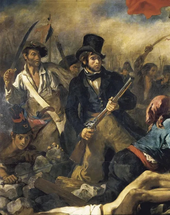 Framed Print : DELACROIX, Eugne (1798-1863). Liberty Leading the People, 28 July 1830. 1830. Left detail. Romanticism. Orientalism. Oil on canvas. FRANCE. Paris. Louvre Museum