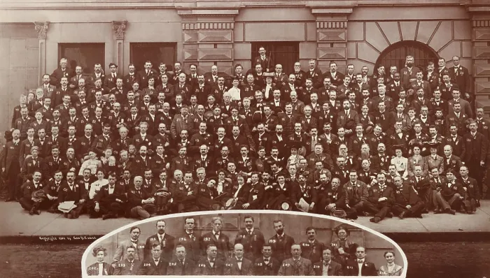 Framed Print : Delegates to the First National Convention of the Socialist Party of the USA. Chicago, Illinois, May 1904. Each person is numbered with their names listed