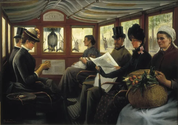 Framed Print : DELONDRE, Maurice (19th century). On the Omnibus. 1880. Realism. Oil on canvas. FRANCE. Paris. Muse Carnavalet (Carnavalet Museum). AISA / Everett Collection**US SALES ONLY**