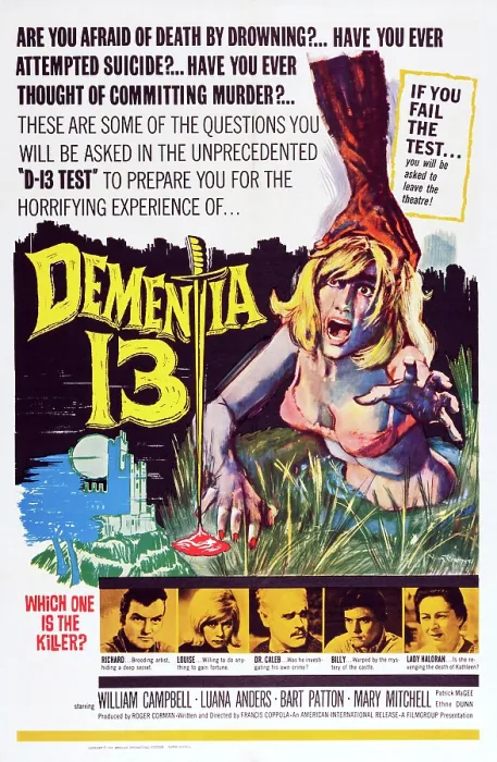 Framed Print : DEMENTIA 13, US poster art, William Campbell, Luana Anders, Patrick Magee, Bart Patton, Eithne Dunne, 1963