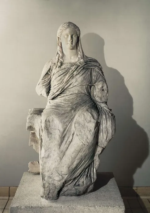 Framed Print : Demeter. ca. 350 BC. Figure from the Sanctuary of Demeter. Hellenistic art. Sculpture on marble. UNITED KINGDOM. London. The British Museum. Proc: TURKEY. Knidos or Cnidus