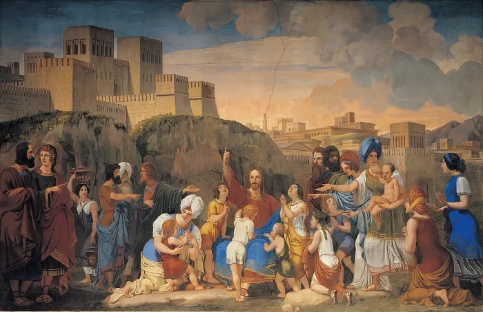 Framed Print : Demin Giovanni, Sinite Parvulos (Let the Little Ones), 1851, 19th Century, fresco, Italy, Veneto, Agordo, Belluno (157947) Everett CollectionMondadori Portfolio**US SALES ONLY**