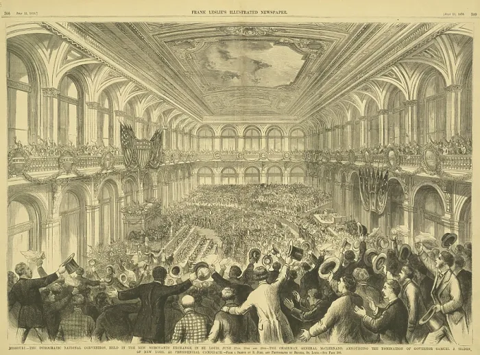 Framed Print : Democratic National Convention cheering the presidential nomination of Samuel Tilden in June 1876 Framed Print : Democratic National Convention cheering the presidential nomination of Samuel Tilden in June 1876