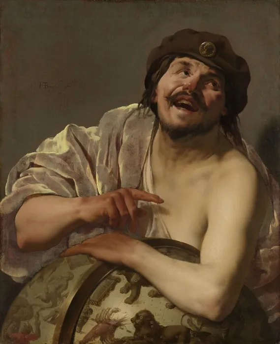 Framed Print : Democritus, by Hendrick ter Brugghen, 1628, Dutch painting, oil on canvas. One of a pair of portraits of Greek philosophers Heraclitus and Democritus Framed Print : Democritus, by Hendrick ter Brugghen, 1628, Dutch painting, oil on canvas. One of a pair of portraits of Greek philosophers Heraclitus and Democritus