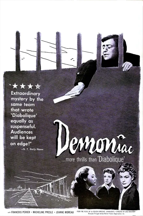 Framed Print : DEMONIAC, (aka LE LOUVES), US poster, Francois Perier (top), bottom from left: Jeanne Moreau, Micheline Presle, Madeleine Robinson, 1957