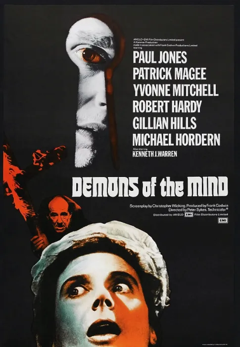 Framed Print : DEMONS OF THE MIND, British poster, Yvonne Mitchell (front), 1972