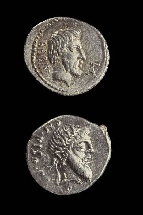 Framed Print : Denarii with portraits of Titus Tatius and Numa Pompilius. AISA / Everett Collection**US SALES ONLY**