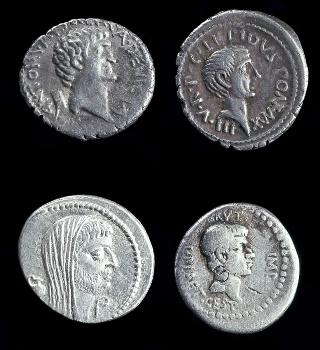 Framed Print : Four denarius depicting Mark Antony, Marcus Aemilius Lepidus, Mark Antony and Bruto. Coin. SPAIN. Barcelona. Numismatic Cabinet of Catalonia Framed Print : Four denarius depicting Mark Antony, Marcus Aemilius Lepidus, Mark Antony and Bruto. Coin. SPAIN. Barcelona. Numismatic Cabinet of Catalonia