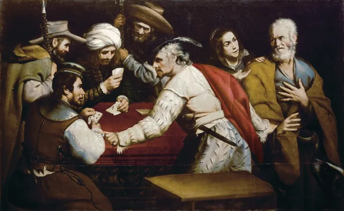 Framed Print : The Denial of Saint Peter. SPAIN. Sevilla. Cathedral. Work by the Caravaggio school. Baroque art. Oil on canvas. - P. Rotger / Iberfoto / Everett Collection (216767)**US SALES ONLY** Framed Print : The Denial of Saint Peter. SPAIN. Sevilla. Cathedral. Work by the Caravaggio school. Baroque art. Oil on canvas. - P. Rotger / Iberfoto / Everett Collection (216767)**US SALES ONLY**