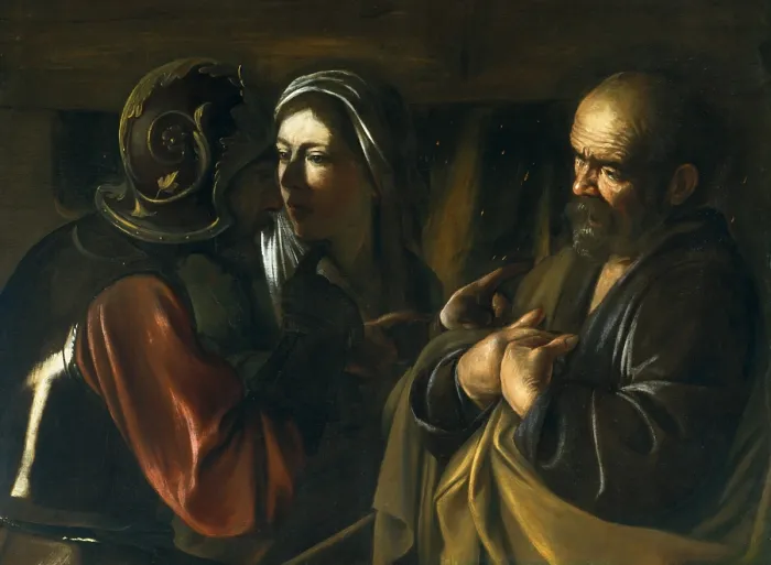 Framed Print : THE DENIAL OF ST. PETER, by Caravaggio, 1610, Italian painting, oil on canvas Framed Print : THE DENIAL OF ST. PETER, by Caravaggio, 1610, Italian painting, oil on canvas