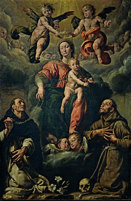 Framed Print : d'Enrico (Errico) Antonio know as Tanzio da Varallo, The Madonna and Child Worshipped by St Dominic and St Francis, 1623, 17th Century, oil on canvas, Italy, Piemonte Framed Print : d'Enrico (Errico) Antonio know as Tanzio da Varallo, The Madonna and Child Worshipped by St Dominic and St Francis, 1623, 17th Century, oil on canvas, Italy, Piemonte
