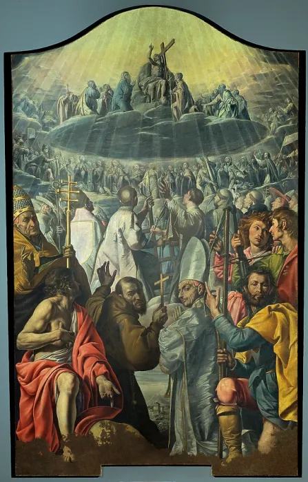 Framed Print : d'Enrico (Errico) Antonio know as Tanzio da Varallo, Saints Adoring the Trinity, 1630, 17th Century, oil on canvas, Italy, Piemonte, Fontaneto d'Agogna, Novara