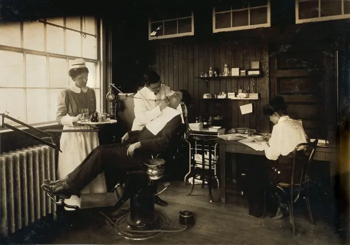 Framed Print : Dental work in a hospital, Cambridge, Massachusetts, photograph by Lewis Wickes Hine, February 1, 1917